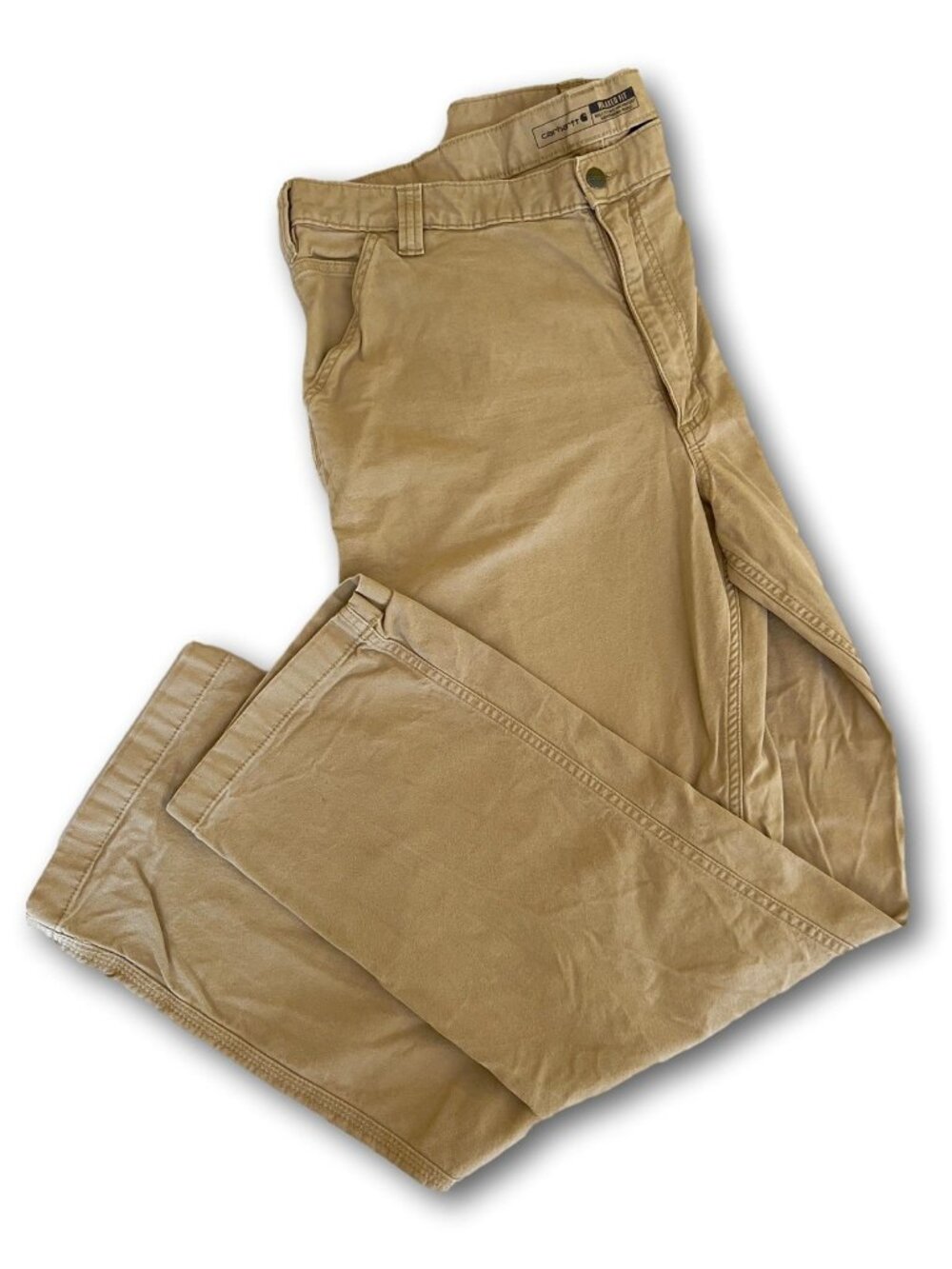 Carhartt Rugged Flex Relaxed Fit Canvas Work Pants 40x34 Khaki Tan EUC 102291